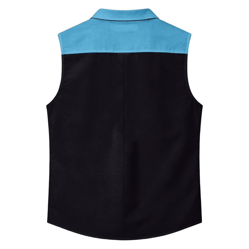 Men's Workwear Lapel Button-Down Vest Shirt - Lightweight Sleeveless Top