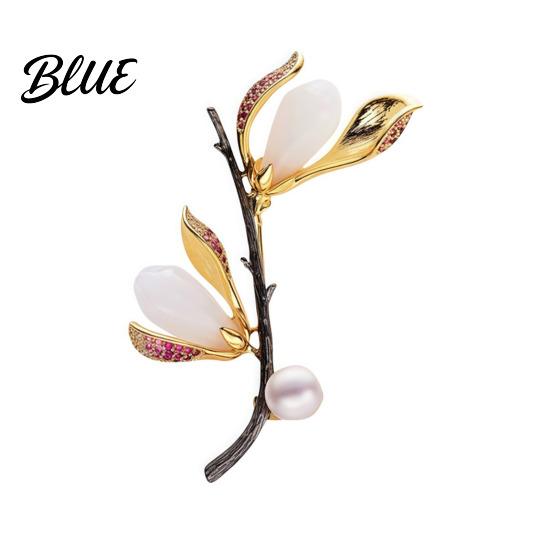 Versatile Brooch Magnolia Branch Design Lapel Pin Sweaters Durable Collars