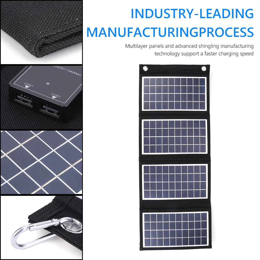Foldable Solar Panel 5V Dual USB Portable Waterproof Panel For Cell Phone Power Bank 30/40/50W Battery Charger Outdoor Tourism