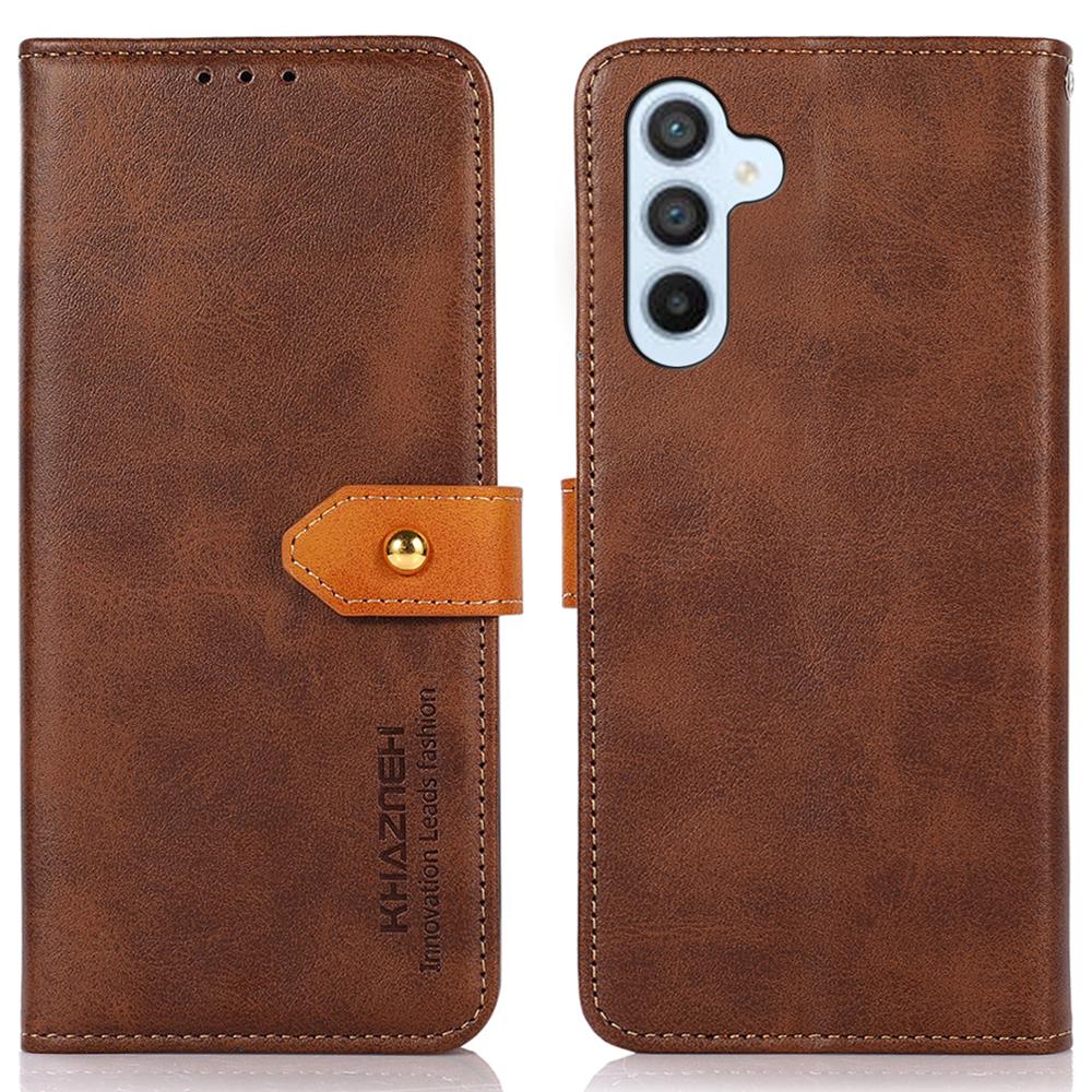 

KHAZNEH For Samsung Galaxy S24 FE Wallet Case Folding Stand PU Leather Phone Cover Brown