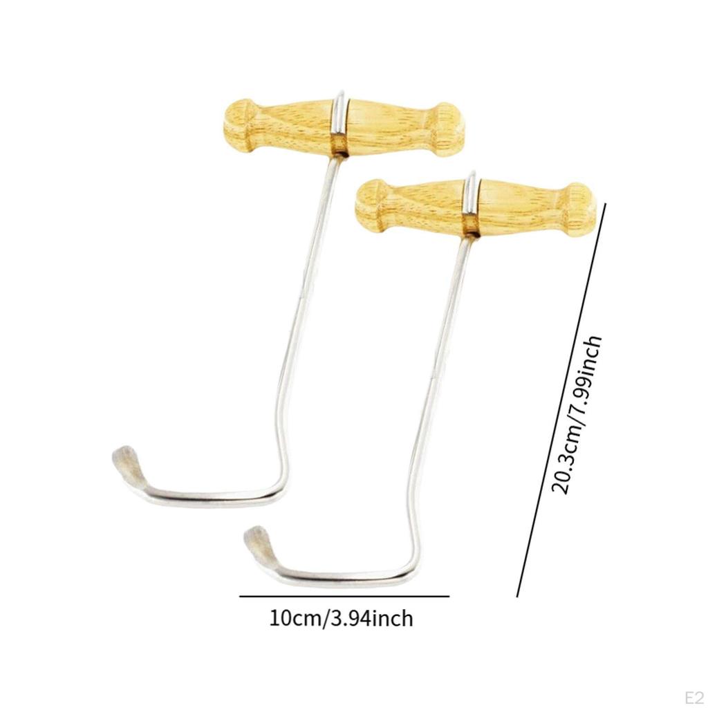 2x Boot Pulls Long Hooks with Wooden Handle Practical Portable Comfortable Gripping Sturdy