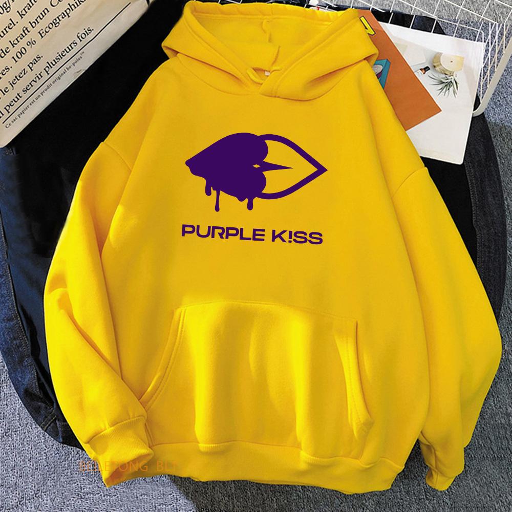 Purple Kiss Hoodies  Girls Band Graphic Printing Sweatshirts Spring Long Sleeve Hooded Pullovers Sudaderas Clothes