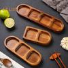 Serviertablett aus Holz mit Unterteilung, Gewürzschale, Soßenschalen mit mehreren Fächern für Snacks, Vorspeisen, Früchte, Süßigkeiten, elegante Holzteller für den täglichen Gebrauch