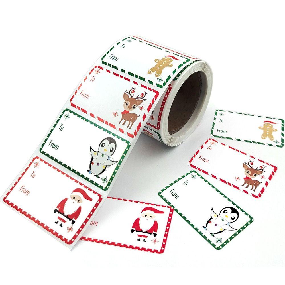 250 Pcs colorful Christmas Tags Stickers Self Adhesive Gift Sealing Stickers  for Xmas Presents