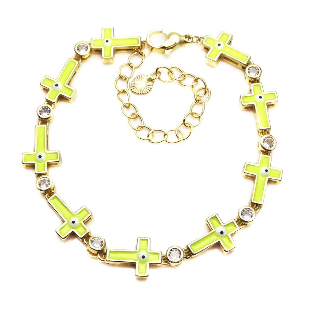 Cross Adjustable Bracelet Devil's Eye Zircon Bracelet Hip Hop Multi Color Women's Bracelet