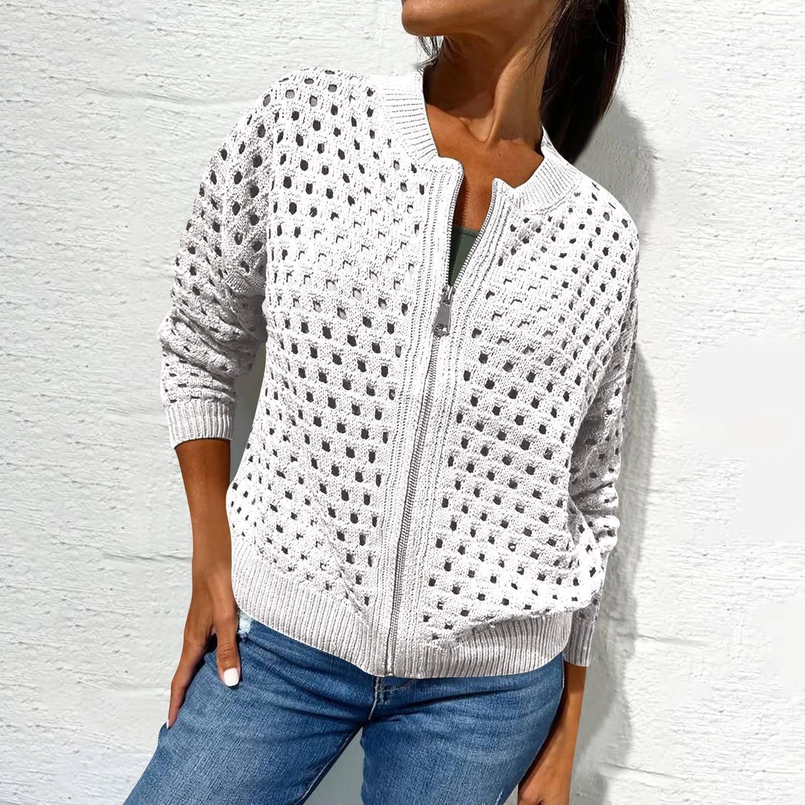 

Женская модная однотонная повседневная куртка с длинными рукавами и застежкой-молнией XL