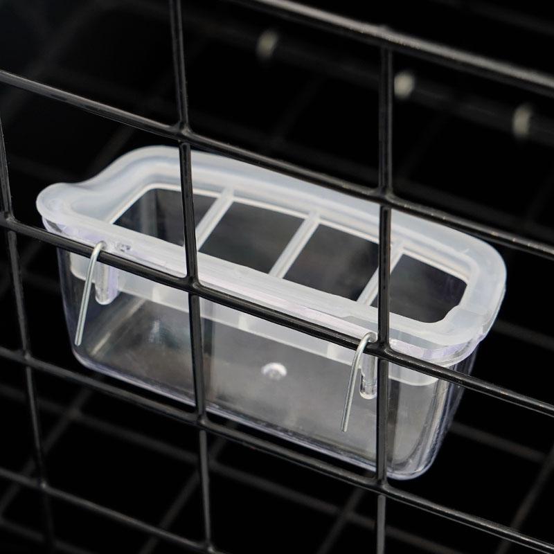 Bird Feeding Box Plastic Anti Spill Feeding Trough With Iron Wire Hangable Four Grid Feeding Tools For Birds Parrots Etc