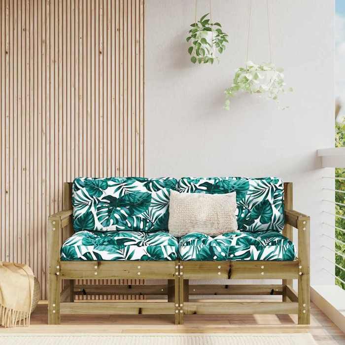 VidaXL Garden Chairs with Cushions Set of 2 Impregnated Pine Wood 825596