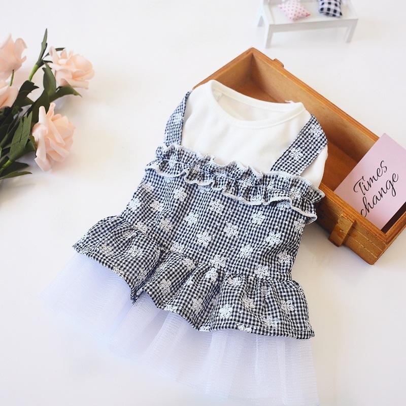 Spring Summer Pet Skirt for Small Dogs Teddy Grid Pettiskirt Dress Puppy Costume Fashion Pet Clothing