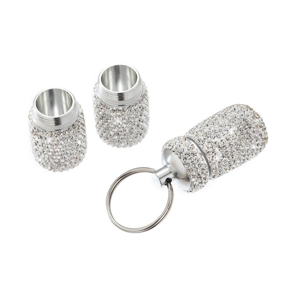 Portable Rhinestone Pill Container Mini Crystal Pill Storage Box Bling Pill Case  Travel Organizer