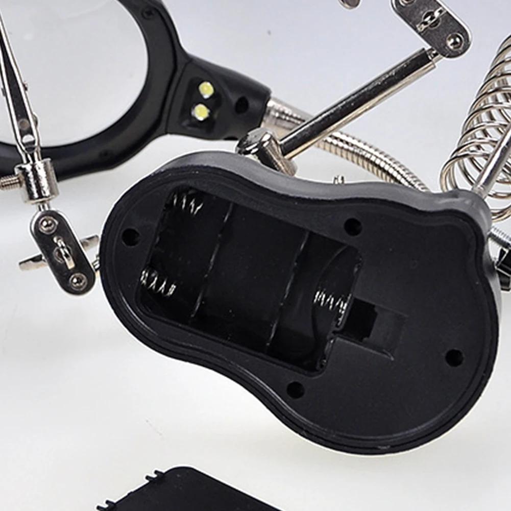 Auxiliary Clip Loupe Welding Magnifying Glass with LED Light 3.5X-12X Lens Desktop Magnifier Third Hand Soldering Repair Tool