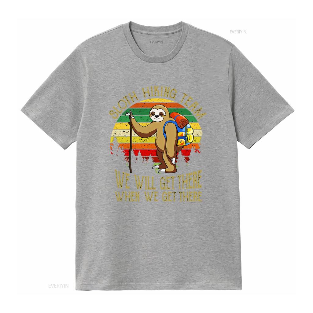 Sloth Hiking Team T Shirt For Lover Traveling  vintage Washed Top For Everyday Wear streetwear Slightly Breathable fashion