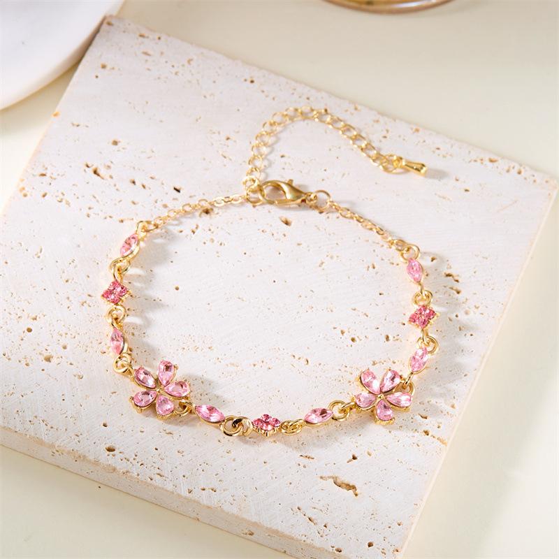 Fashion Fresh Crystal Flower Bracelet For Women Versatile Daily Jewelry