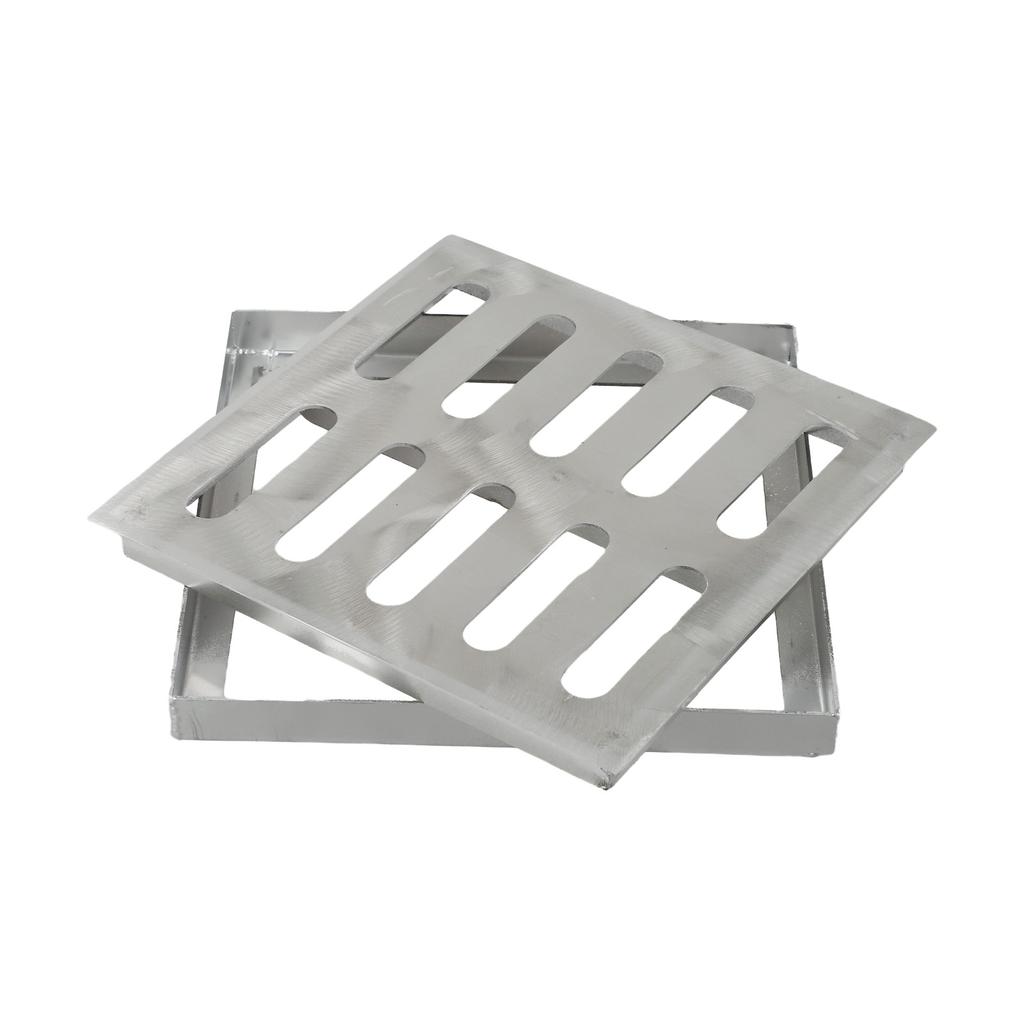 1pc FloorDrainWithFrameAnti-slip Double-row Hole Stainless Steel Drain Grate Outdoor Drainage Cover Channel Grate Rainwater