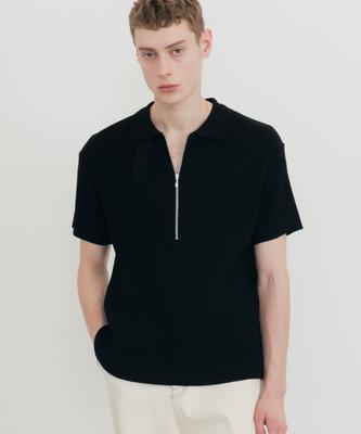 SSIN AND LEE Lounge Half Knit Polo Shirt Black
