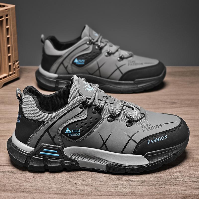 

2025 Spring Casual Sneakers Anti Slip Wear Resistant Workwear Shoes Fashion Versatile Outdoor Hiking Board Shoes Hombre Tenis 46 серый