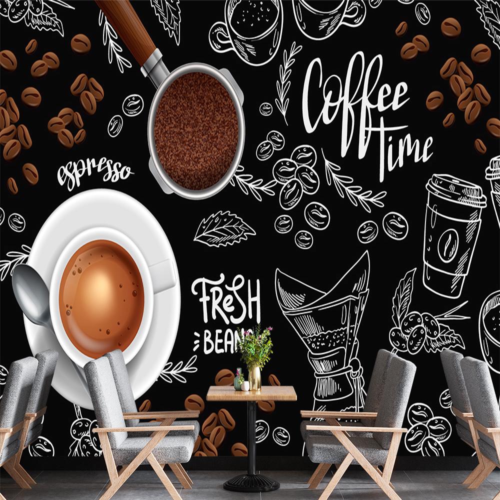 Coffee Murals 3d Retro Cafe Wallpapers Restaurant Cafe Background Coffee Wall Mural Decors 200 cm(W) x 140 cm(H)