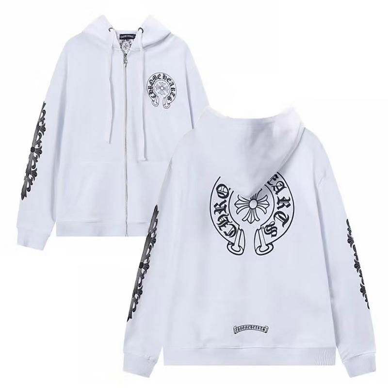 

833 CHROME HEARTS 2025 Autumn and Winter New Plus Size Classic Style Logo Zipper Hooded Sweatshirt, Suitable for Couples to Wear XL білий
