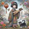 Girl Printed Cross Stitch Kit 40x40cm DIY 11CT Embroidery Craft Set Home Decor