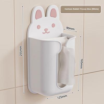 Jiadu Cartoon Tissue Box, Wall-Mounted, No Drilling Required, Bathroom Facial Tissue Storage Box, Toilet Paper Holder, Roll Paper Rack