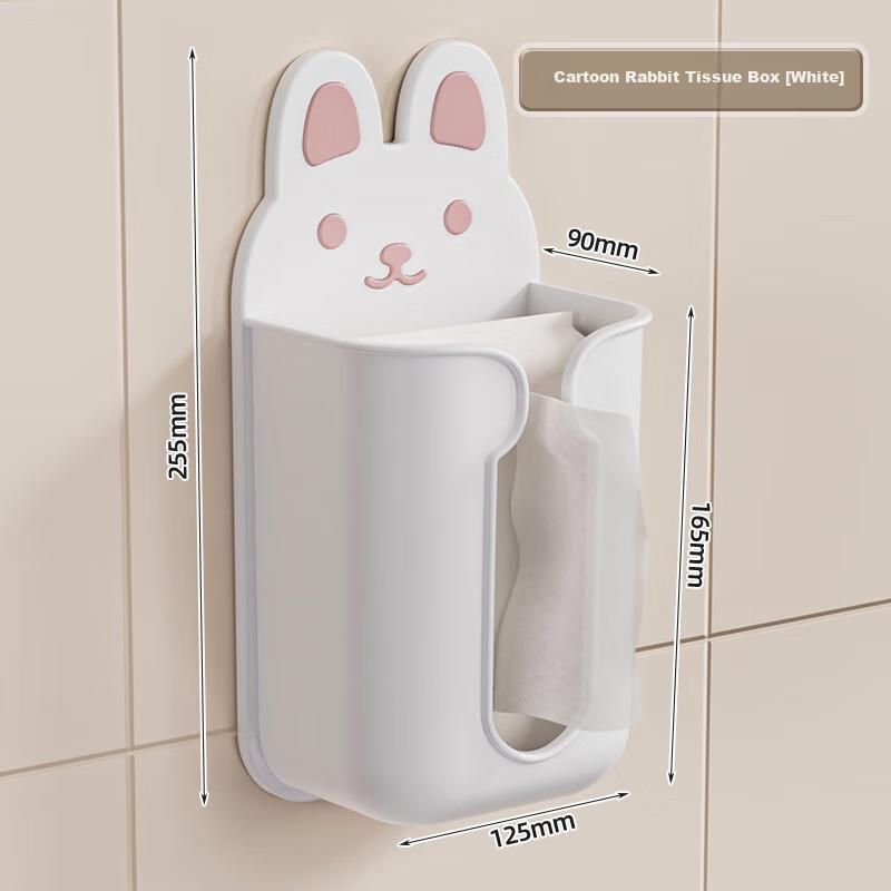 Scatola porta fazzoletti a cartoni animati Jiadu, da parete, senza foratura, contenitore per fazzoletti facciali da bagno, porta rotolo carta igienica, porta rotolo di carta