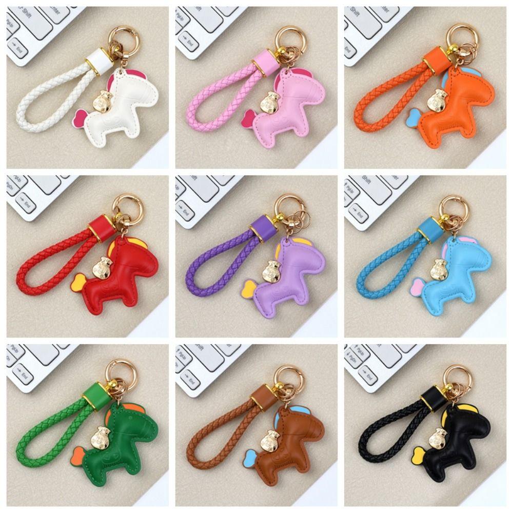 Candy Color Pony PU Keychain Cute Design Horse PU Pendants Zodiac Pony PU Doll  New Year Gift