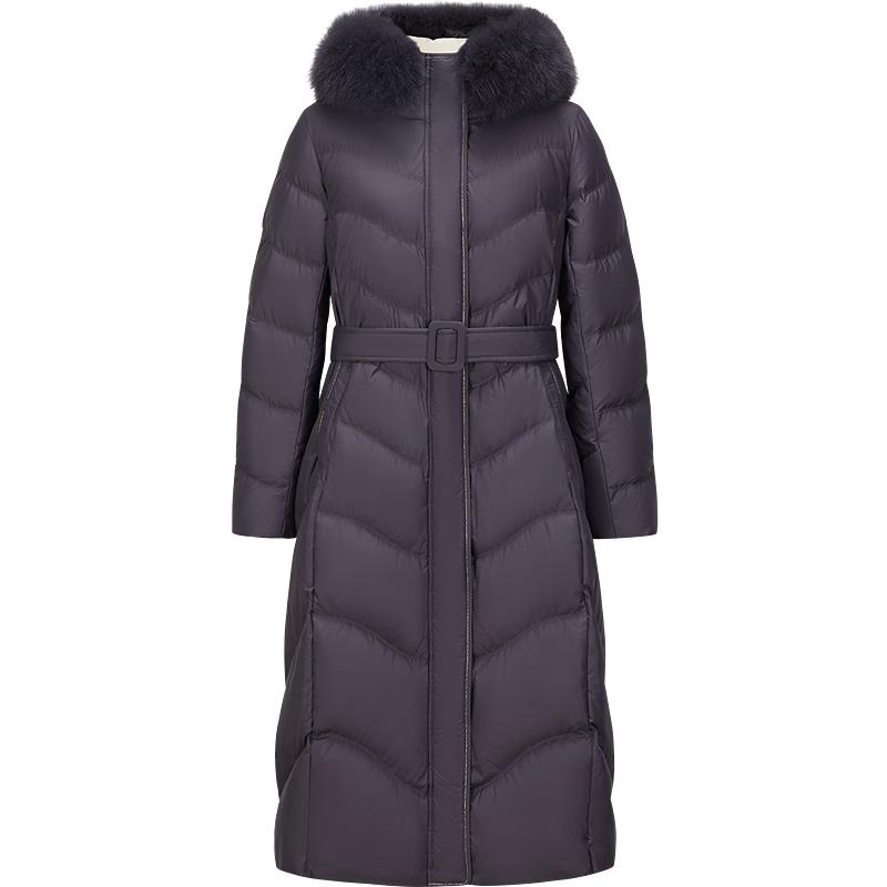 Jiusi Annakou Women's Heated Long Duck Down Jacket with Fox Fur Hood