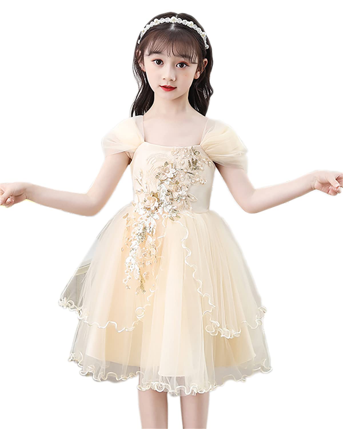 

Платье для девочки Karwavyi Princess Junior для Идеально подходит для Церемоний Поступления в Школу и Детский Сад Детское платье, Вышитое, Для девочек, Свадебное,