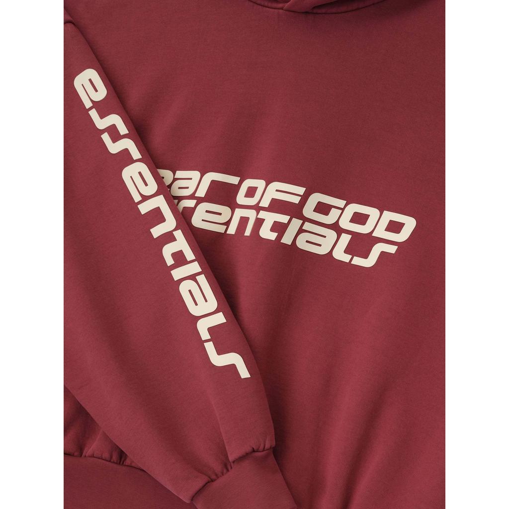 Fear of God Essentials Cropped Relaxed Hoodie 'Crimson' Men's 192HO256901F