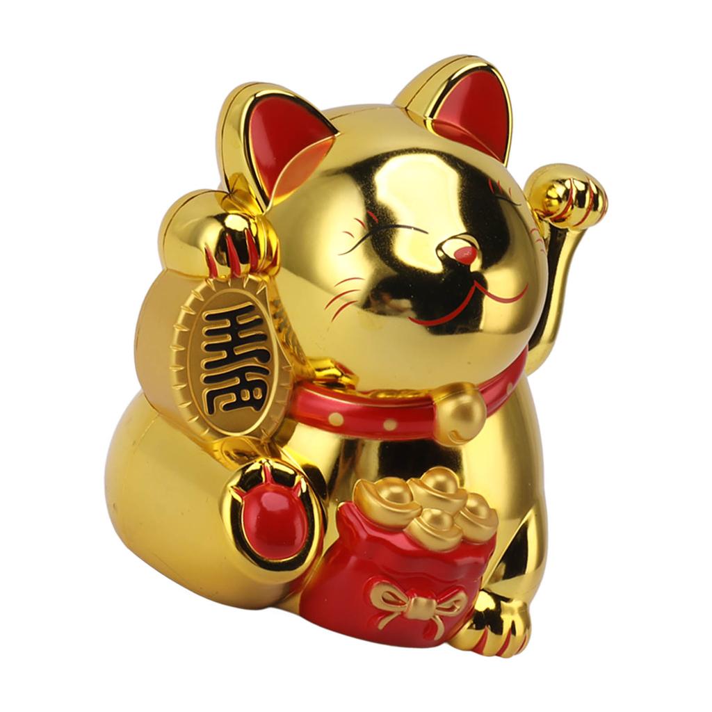 5.5in Electric Waving Arm Fortune Cat Decorative Cute Plastic Cat Ornaments for Cashier Desk