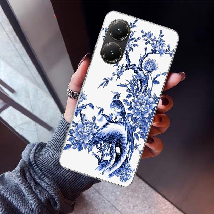 Blue And White Porcelain Phone Case For Xiaomi Poco X7 X6 X5 Pro F7 Ultra Redmi 15C 15 13 13C 12 12C 10 10A 10C 9 9A 9C 9T Shell
