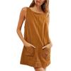 Women's Corduroy Sleeveless Vest Dress for Autumn/Winter – European & American Style Casual Wear