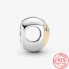 Authentic 925 Sterling Silver Dome Gold Heart Pendant Charm Fit Original Fashion 3mm Bracelet Diy Beaded Jewelry Gift Making