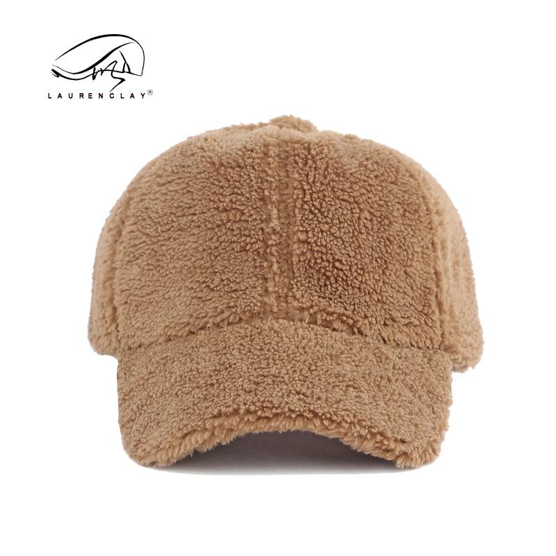 Sun hat children's winter lamb wool baseball cap simple retro light board solid color cap casual versatile