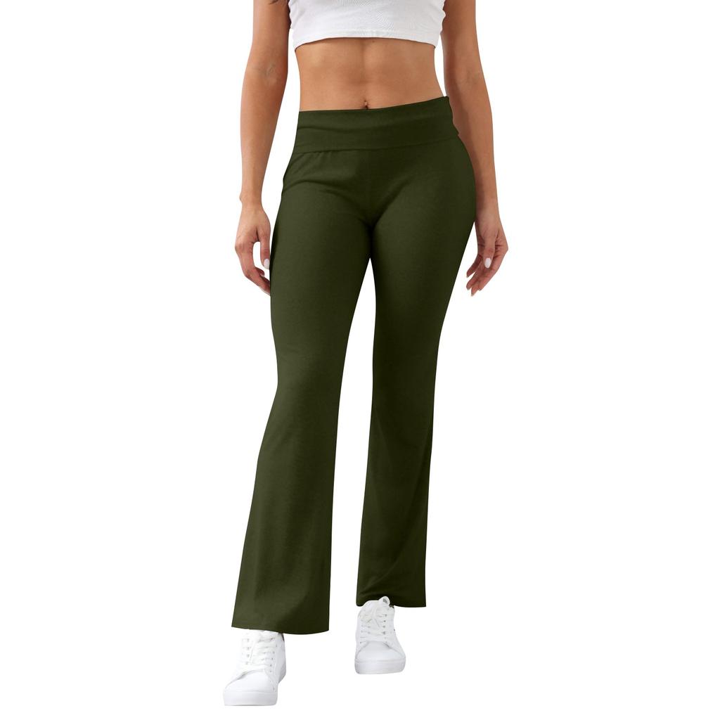 Women's Fashion Color Slim Fit Slim Reverse Waist Low Waist Elastic Waist Flare Pants