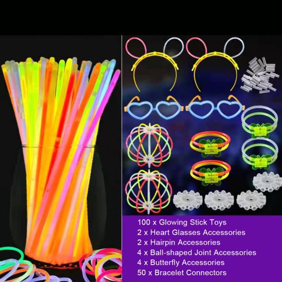 1 Set Glow Decorative Stick Kit Transformable Wearable Exciting Accessories for Glowing Nighttime Fun Stick Toys
