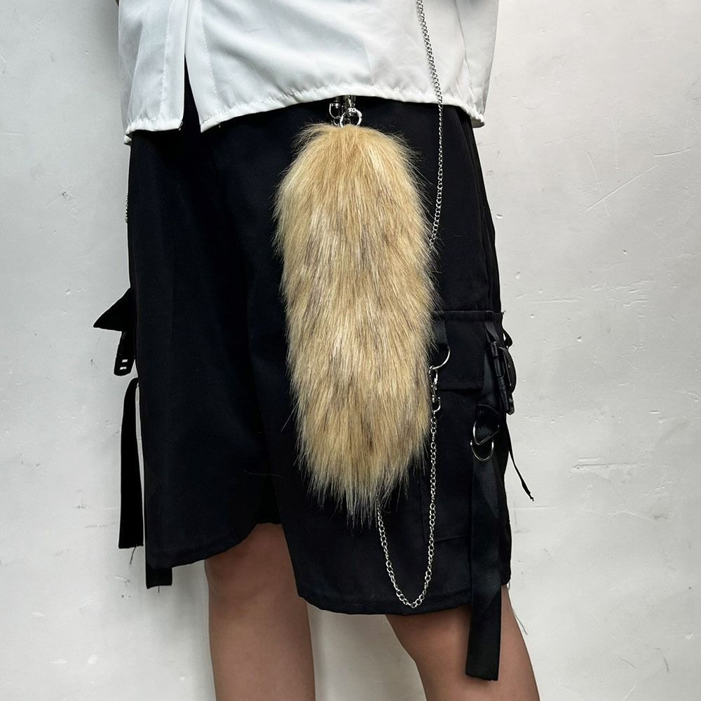 Plush Faux Fur Charm Long Tail Plush Tail Pendant Cute Plush Tail Keychain Handbag Accessory