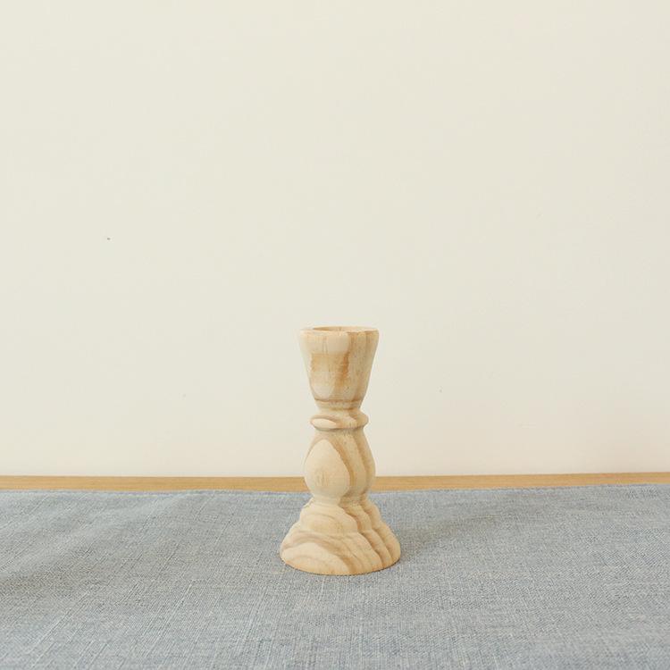 1Pcs Candle Holders Retro Unpainted Wood Classic Craft Candle Holders Wedding Party Home Decorations