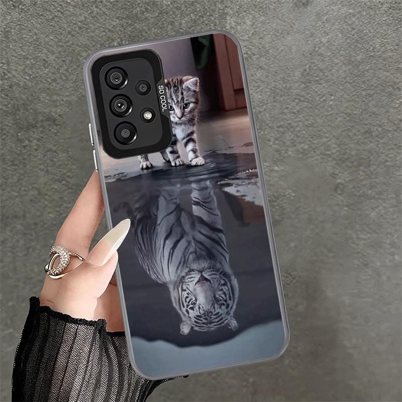 Cat Reflects Tiger Cool Soft Phone Case for Samsung A17 A16 A15 A14 A13 A57 A56 A55 A54 A53 A37 A36 A35 A34 A33 A26 A25 A24 A23