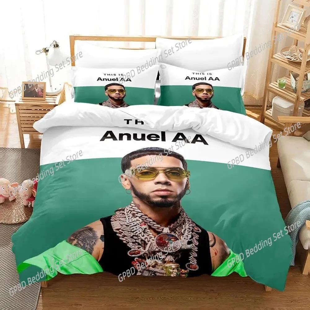3D Print Anuel Aa Real Hasta La Bedding Set 3D Printed Suitable For Bedroom Duvet Cover Set With Pillowcases Kids Home Textile