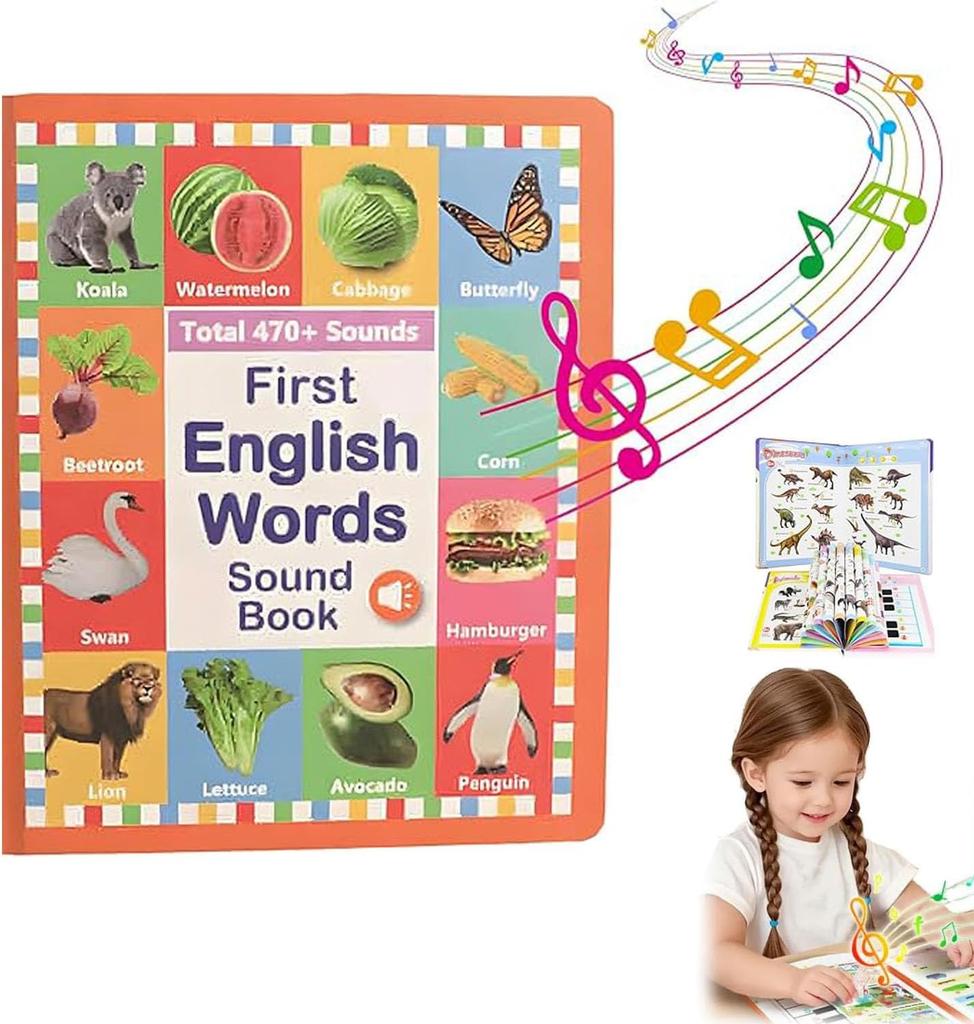 First English Words Sound Book, My First English Sound Toy,470+ Words, 21 Themes, Speak and Spell, Fun Word Game for Educational Language