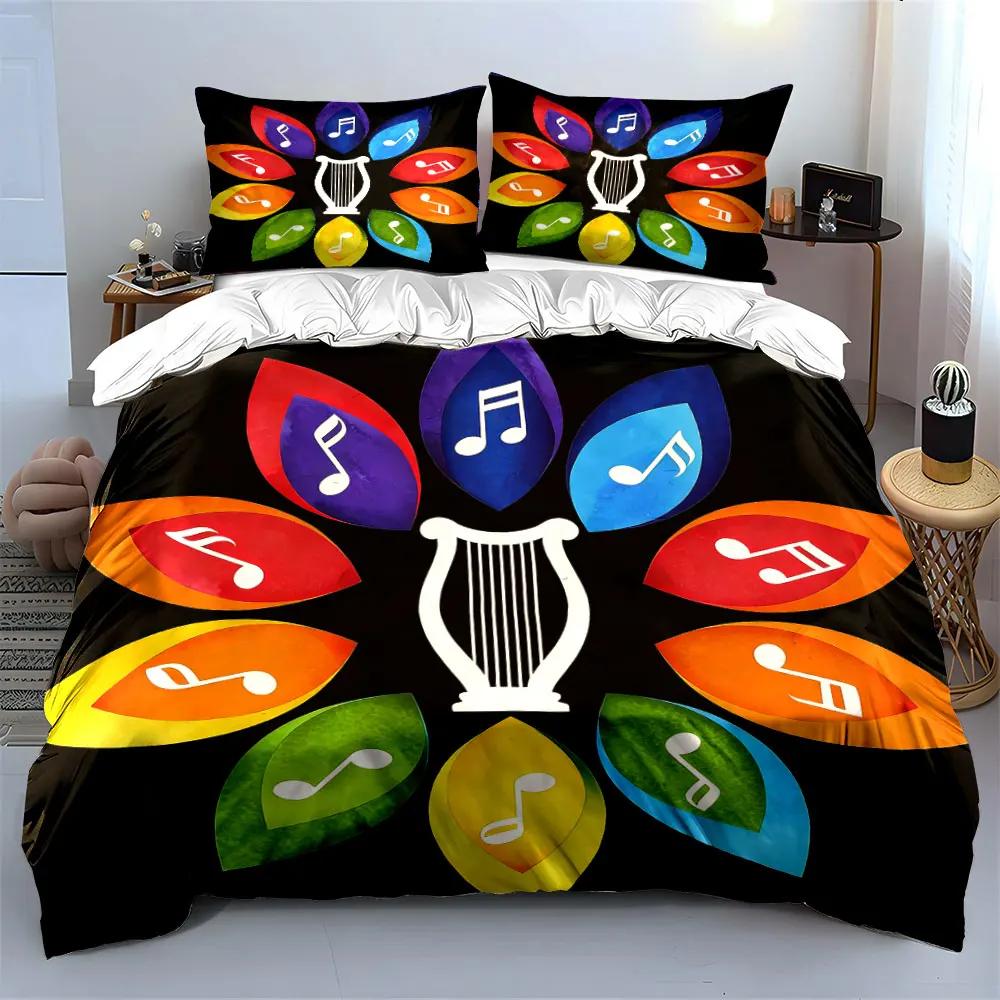 Colorful Musical Decoration Set Soft Comfortable Duvet Cover Bedding Set Included 1*Duvet Cover & 2*Pillowcases gift