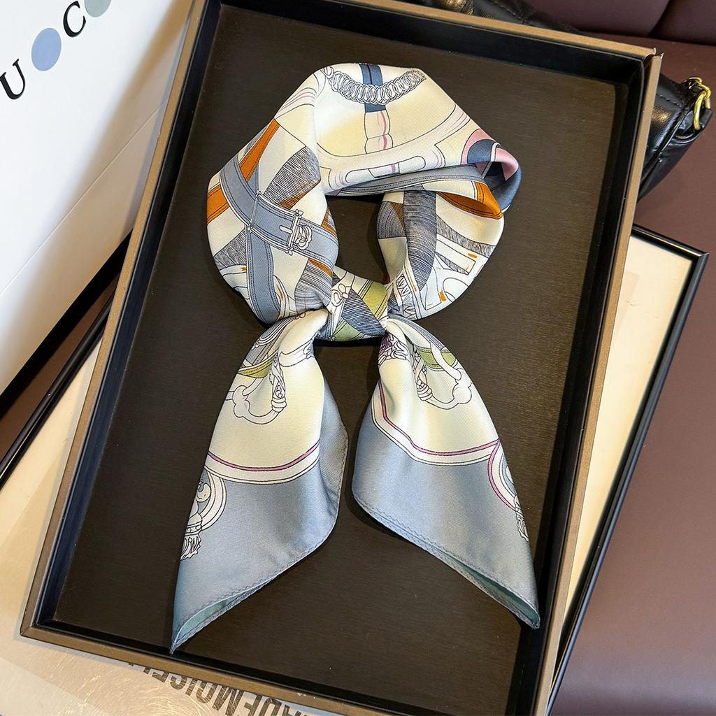 100% Natural Twill Silk Scarf for Women 65cm Neck Tie Double Side Female Foulard Headband Shawl Wrap Square Hijab Scarves 65cm