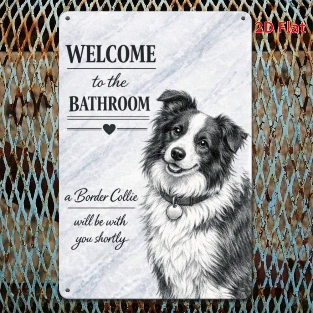 Vintage Sheepdog Welcome Sign Rustic 2D Wall Art Waterproof Hanging Plaque Cute Dog Home Decor