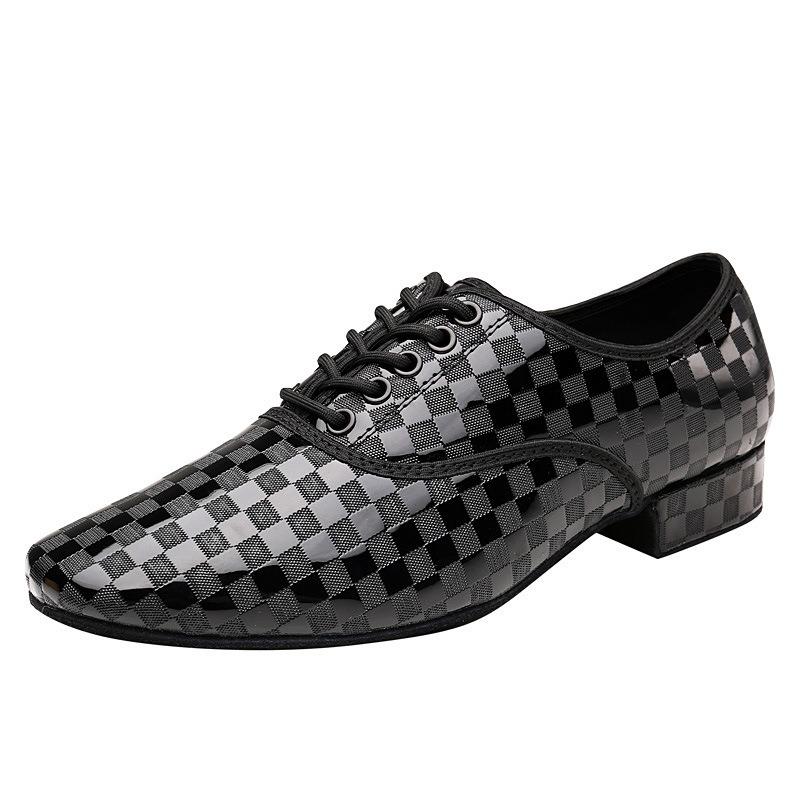 

Современная мужская обувь для социальных танцев на низком каблуке, кожаная обувь для танца гитаба, обувь для вечеринок и бальных танцев, каблук 3 см, для помещений 45 чёрный