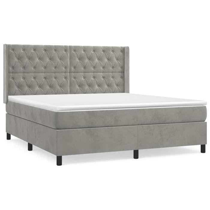 Maison Exclusive - Sommier à lattes de lit et matelas Gris clair 160x200cm Velours