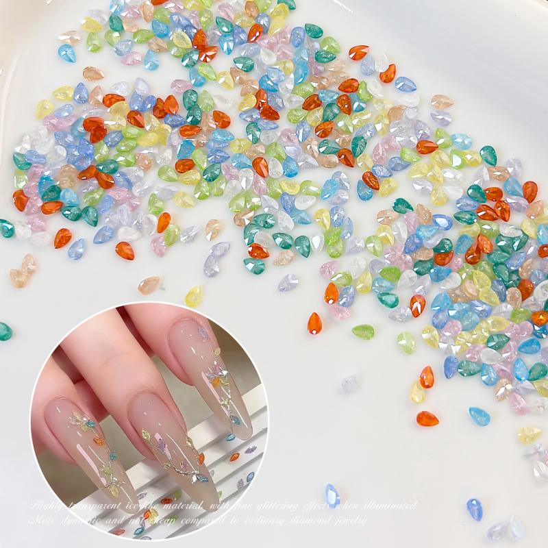 50Pcs Candy Color Ice Flower Nail Art Zircon Charms With Sparkling Effect For Home Diy Nail Salon Decoration