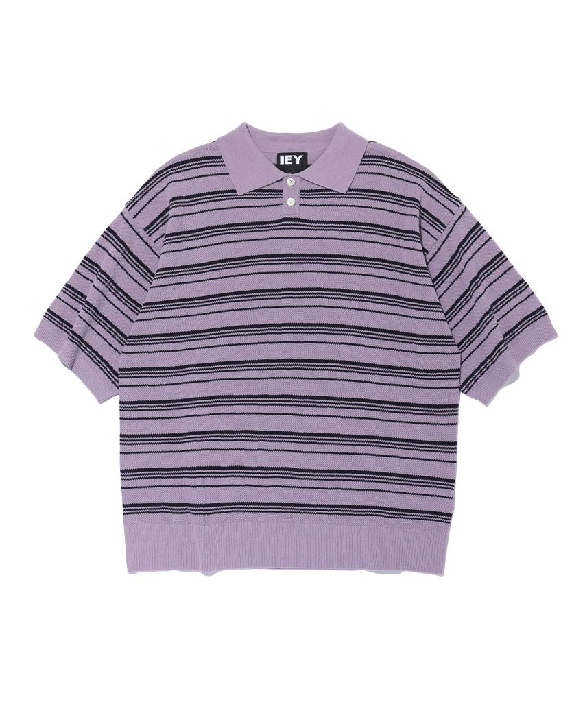 IEY Stripe Collar Knit Purple