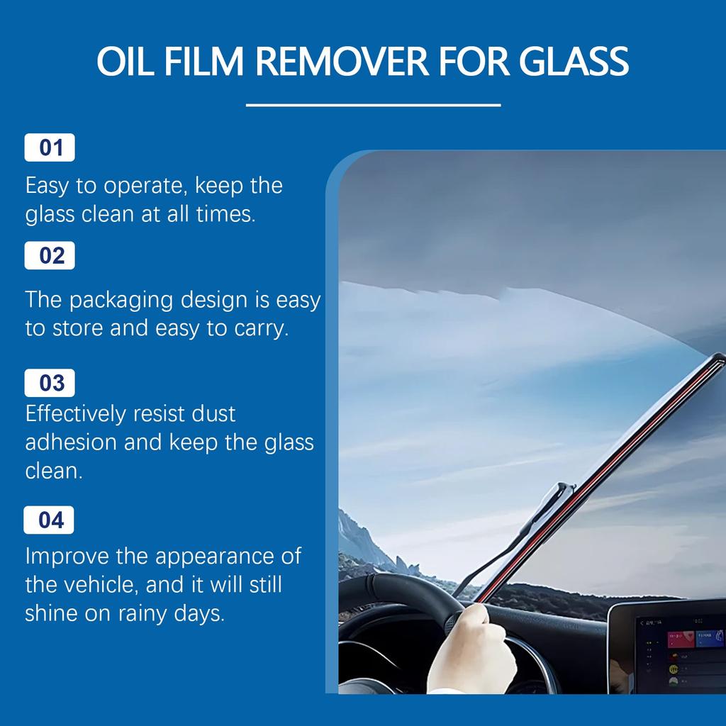 Car Glass Oil Film Remover, Car Window Decontamination Cleaning And Glass Clear Maintenance Agent 180ml