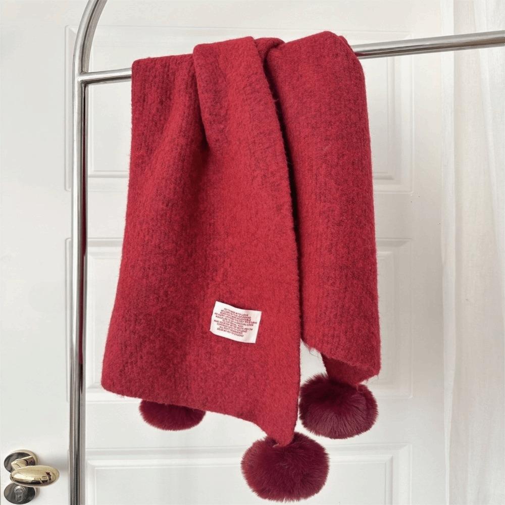 

Solid Color Winter Wool Scarf Soft Shawl Wrap New Knitted Scarf Women красный